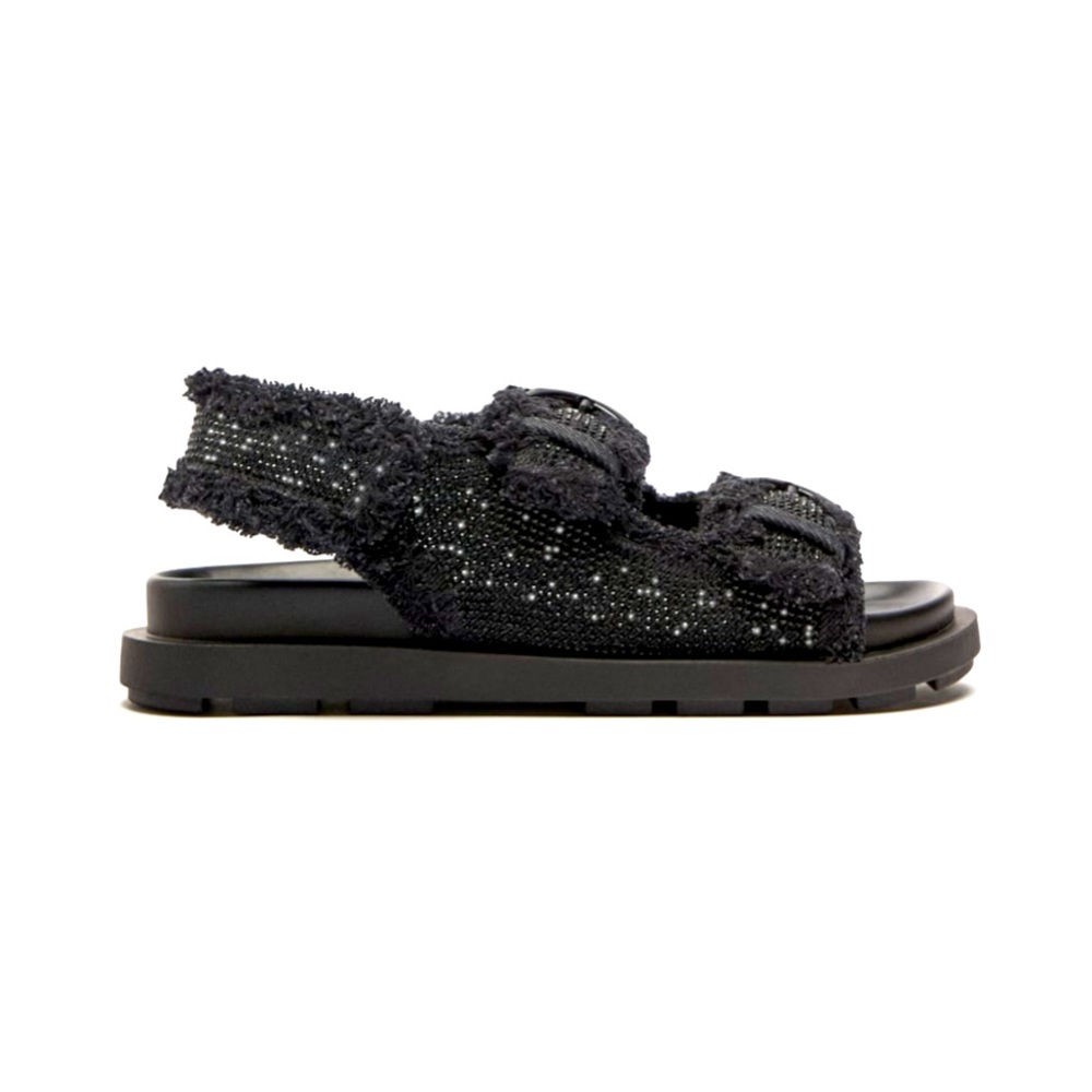 Zara Rhinestone Flat Fabric Sandals Size 37